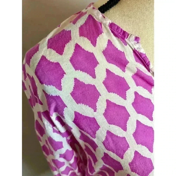 Roberta Roller Rabbit Pink Cotton Printed Popover Blouse Women's Size M - Picture 4 of 11